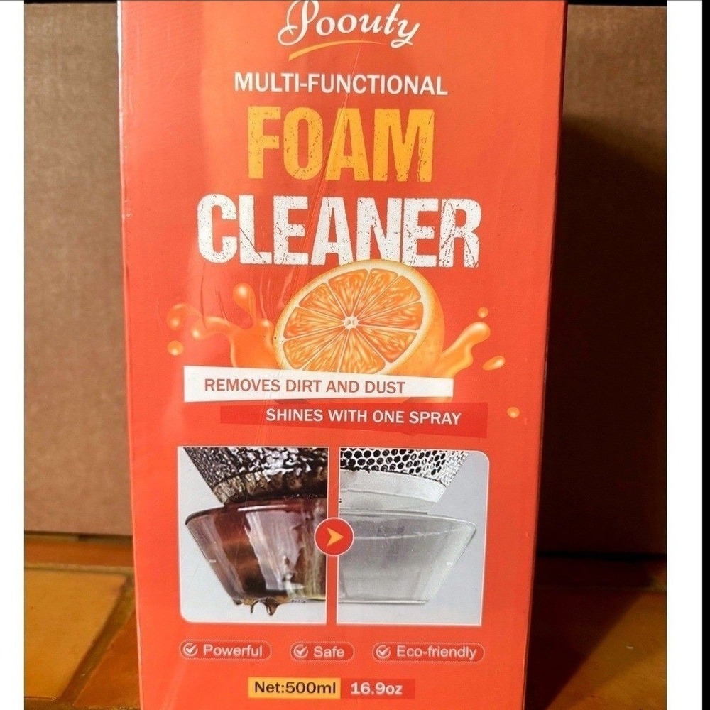 Poouty Multi-Functional Foam Cleaner 16.9oz Orange‎ Oil Degreaser Eco-Friendly